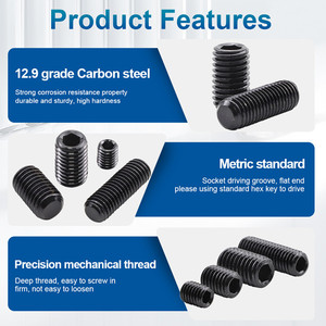Vis sans tête hexagonale en acier au carbone noir DIN913 de haute qualité, prix usine, M3, système de mesure métrique - Product Image 4