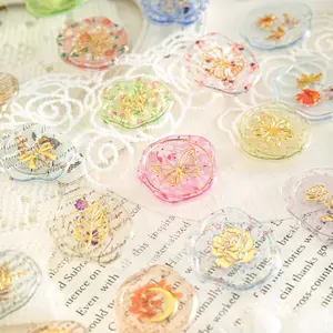 1 Sheet/Set Hot Stamping Fire Paint Adhesive Drop Sticker Dry Flower Plant 3D Cold Stamp Relief Drip Sticker