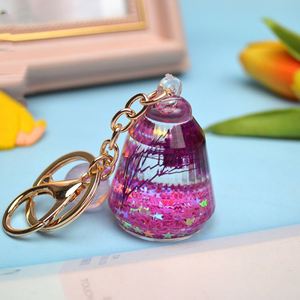 Hot Sell Cute Cartoon Acrylic Liquid Keychain <b>Floating</b> Quicksand Key Chain Bag Pendant - Product Image 5
