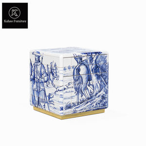 Bijzettafel Hoge Kwaliteit Modern Nachtkastje Slaapkamer Nachtkastje Hoektafel Handgeschilderd Erfgoed Nachtkastje Met 2 Laden - Product Image 3