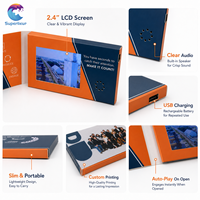 Carte de visite vidéo promotionnelle personnalisée avec écran LCD de 2,4 pouces, interrupteur magnétique et lecture automatique, format de poche, pour la vente en gros