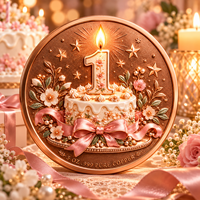 Pièces de monnaie en cuivre fin 999 de 5 oz, cadeau de premier anniversaire pour bébé, pièce commémorative de collection en relief 3D, artisanat métallique