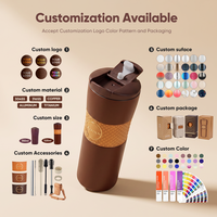 Tasses à café isothermes en acier inoxydable sous vide de 520 ml, sans BPA, avec logo personnalisé, couvercle rabattable anti-fuite, idéales pour garder les boissons froides, cadeaux promotionnels