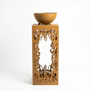 Lampe de jardin géométrique moderne en acier corten, colonne lumineuse carrée pour jardin contemporain - Product Image 6