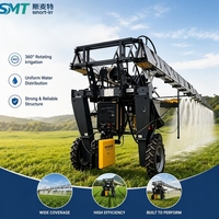 Pulvérisateur agricole automoteur haute clarté avec flèche hydraulique pliable de 21,6 m de largeur de pulvérisation, pompe à engrenages et télécommande pour le maïs