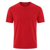 Kaos Pria Lengan Pendek Warna Merah Polos Kerah O Kasual Regular Fit Bahan Jersey