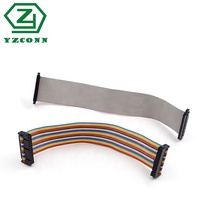 موصل YZCONN مخصص بـ 24 و26 و30 و34 و40 سنًا بمسافة 2.54 و2.0 ملم مع كابل شريطي مسطح رمادي