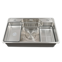 Évier de cuisine moderne portable à poser sur le comptoir, à cuve unique, en acier inoxydable, multifonction, avec robinet
