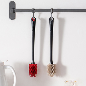 Silicone Bottle Brush Red And Gray For Baby Bottles And Cups Cleaning With Soft Bristles - Product Image 4