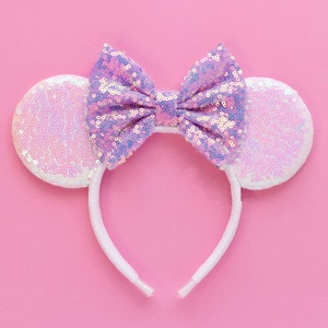 Fascia per capelli fatta a mano in tessuto con fiocco di <span class=keywords><strong>Minnie</strong></span> Mouse, alta elasticità, accessori per capelli per ragazze, colori caramella, decorazione per feste - Product Image 2