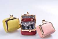 Mini sac à lèvres exquis pour femmes, porte-monnaie en cuir avec fermoir métallique, boîte à bijoux carrée pour collier et bague