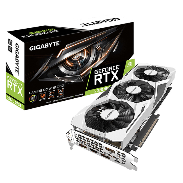 Used GIGABYTE GeForce RTX 2070 SUPER GAMING OC WHITE Graphics Card Cooling System with Alternate Spinning Fans RTX 2000