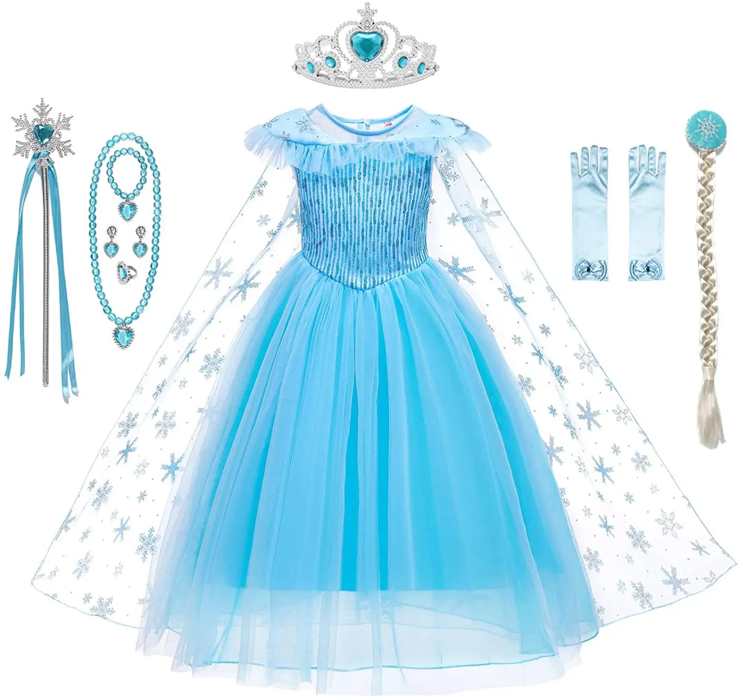 Girls Princess Costume Party Fancy Dress Halloween Costume with Accessories