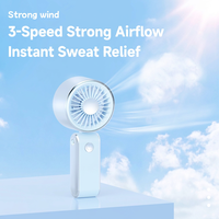 Ventilateur de poche USB pliable et rechargeable, 3 vitesses, faible bruit, en plastique, pour voyage, bureau, extérieur