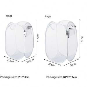 OEM ODM 24 hours <b>Foldable</b> Mesh <b>Laundry</b> <b>Baskets</b> <b>Laundry</b> Fold Pop up Storage Bag <b>Laundry</b> <b>Basket</b> Bag with Handle 110g - Product Image 3