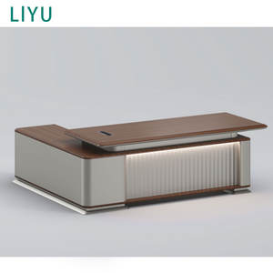 Liyu Mobilier de bureau moderne de luxe Convertible Executive CEO Desk Bureau De Table incurvé Bureaux De Direction - Product Image 4