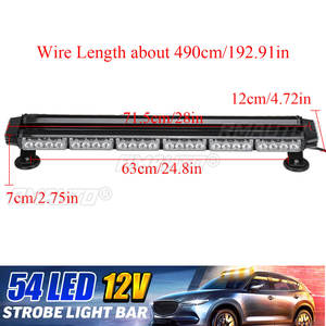 Barre lumineuse LED stroboscopique pour camion et voiture, 28 LED, balise clignotante, lampes d'avertissement d'urgence pour toit, 7 modes de clignotement, blanc et ambre - Product Image 6