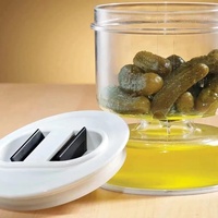 Pot à cornichons en plastique pour la cuisine et les fêtes, avec séparation sec/humide, récipient hermétique pour le stockage et la conservation des aliments