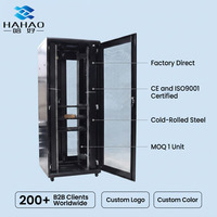 Armoire de serveur murale Hahao 42U 19 pouces en acier IP54 avec porte vitrée, 6 prises 220V et gestion des câbles réseau