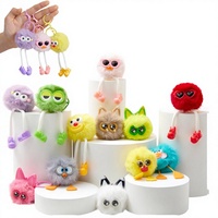 18 pièces de porte-clés en peluche mignons et variés, style dessin animé, monstres pompons, breloques de sac pour enfants