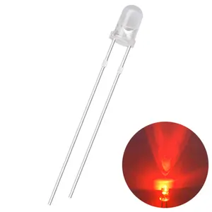 Czinelight批发价3毫米圆形水透明镜片红色蜡烛闪烁Led