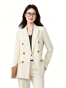 <span class=keywords><strong>Veste</strong></span> de costume croisée pour <span class=keywords><strong>femme</strong></span>, idéale pour les entretiens d'embauche (étudiants universitaires, fonctionnaires) printemps-automne, tenue formelle de haute qualité - Product Image 4