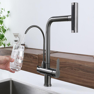 Robinet de cuisine moderne en acier inoxydable, <span class=keywords><strong>mitigeur</strong></span> rétractable chaud/froid pour eau potable purifiée, à poser sur plan - Product Image 5