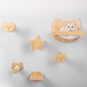 Großhandel Holz Katze Hängematte Spielzeug Klettern Katze Wand möbel Wand montiert Kratz baum Regal Klettergerüst - Product Image 2