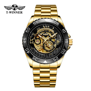 Winner kinh doanh thời trang Tự động đồng hồ cơ khí người đàn ông đầy đủ dây đeo bằng thép không gỉ Bộ xương cổ điển Mens Đồng hồ thương hiệu hàng đầu sang trọng - Product Image 3