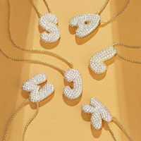 Collier en laiton plaqué or avec lettre bulle 3D classique en zircone, épaisseur 0,1-2,0 MIC