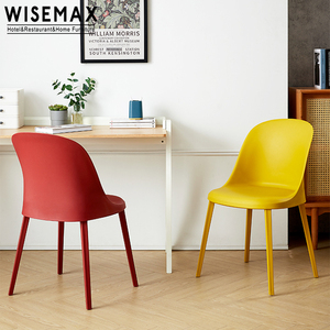 Muebles de Comedor Modernos WISEMAX, <span class=keywords><strong>Silla</strong></span> de Comedor Redonda con Cojín, <span class=keywords><strong>Silla</strong></span> Económica de Plástico PP Ligero sin Brazos - Product Image 3