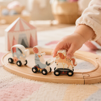 Ensemble de train de cirque en bois personnalisé, jouets éducatifs Montessori, jouet ferroviaire créatif pour enfants, jouet ferroviaire pour animaux pour les tout-petits