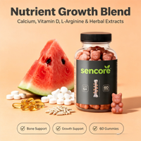 Gummies pour la croissance : favorisent la croissance et le développement osseux, sans sucre, soutien santé pour adultes