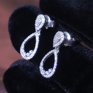 Pendientes colgantes de oro sólido SU212 para mujer, 10K, 14K, Diamante cultivado en laboratorio IGI, gran oferta - Product Image 3