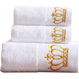 Wholesale Quick-Dry Bath <b>Towel</b> <b>Set</b> 100% Cotton Thicker Embroidery Jacquard Hotel White Hand <b>Towel</b> Custom Logo - Product Image 1