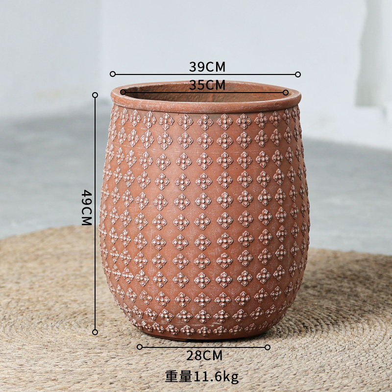 F99102-pot rouge terreux de grand diamètre intérieur 35cm