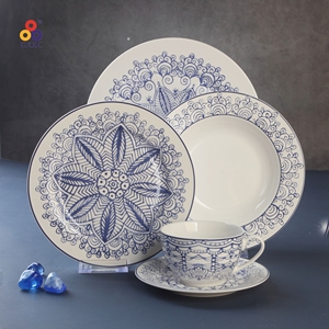 Calcomanía en relieve ecológica Sanhuan, vajilla de porcelana clásica, nuevo juego de cena de cerámica <span class=keywords><strong>Bon</strong></span> China, vajilla - Product Image 1