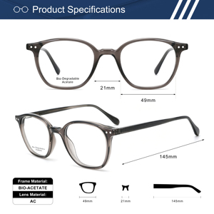 Monture de lunettes optiques en bio-acétate de haute qualité, design carré à coins arrondis, fabricant de lunettes à marque privée - Product Image 3