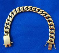 Chaînes cubaines de 15 mm de large avec fermoir à boîte, acier inoxydable plaqué or 18 carats, collier chaîne cubaine, fabrication de haute qualité, chaînes cubaines épaisses