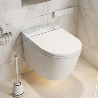 Toilettes intelligentes murales européennes avec bidet électrique intelligent et réservoir d'eau dissimulé, à sortie verticale (P-trap)