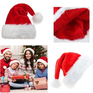 Maßge schneiderte Großhandel Weihnachts mützen Traditionelle rote und weiße Plüsch Weihnachts mütze Party begünstigt Erwachsenen Hut - Product Image 2