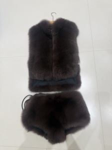 Gilet e <span class=keywords><strong>Pantaloncini</strong></span> in Vera Pelliccia per Donna, Set Invernale Caldo e Morbido in Vera Pelliccia di Volpe - Product Image 1