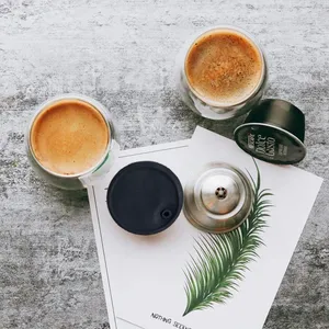 Filtres à café réutilisables Icafilas pour machine <span class=keywords><strong>Lumio</strong></span>, filtres en acier inoxydable <span class=keywords><strong>Gusto</strong></span> Maker, dosettes filtrantes en acier inoxydable avec couvercle en silicone - Product Image 6