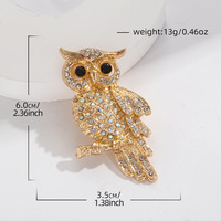 Broche de luxe haut de gamme ornée de diamants, motif hibou bleu, style rétro, accessoire pour vêtements homme et femme