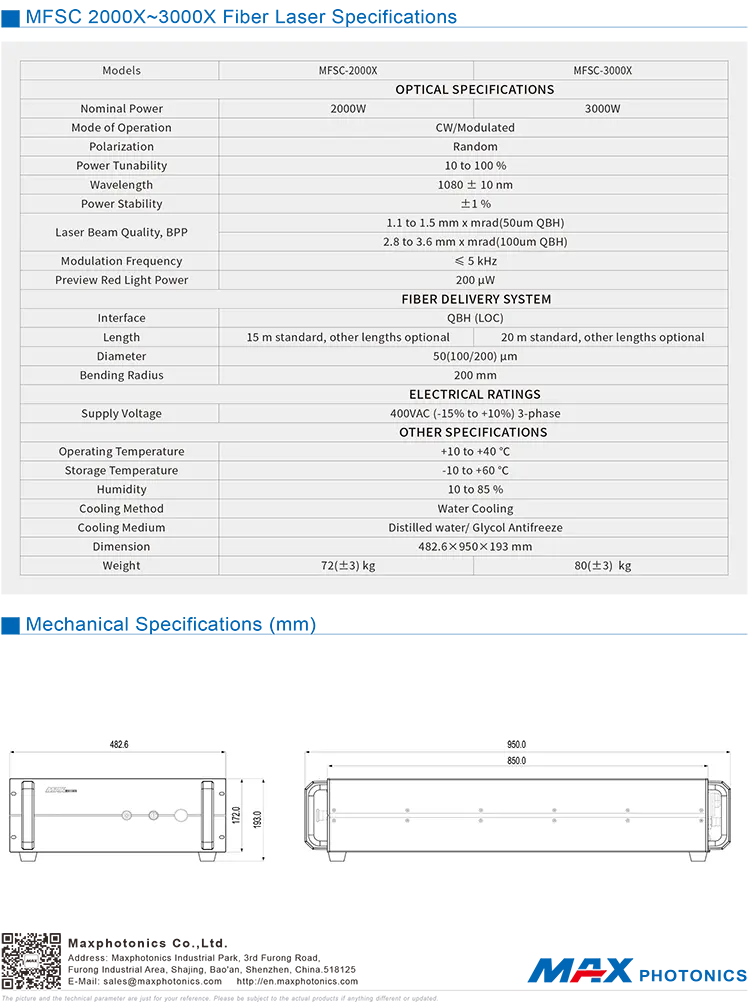 MaxPhotonics1kw ~ 3kw Einzelmodul-Laser quelle max 1000 ~ 3000W Laser generator für Faserlaser schneide maschine