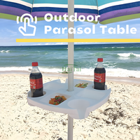 Pique-nique à la plage avec table de plage en plastique et parasol, compatible avec un poteau de parasol de 25 à 38 mm