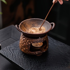 موقد سيراميك عتيق الطراز لنشر العطور |   موقد شاي ومبخرة زيوت عطرية للاستخدام المنزلي الداخلي، موقد صغير لتبخير مسحوق البخور وأوراق الشاي والعطور - Product Image 5