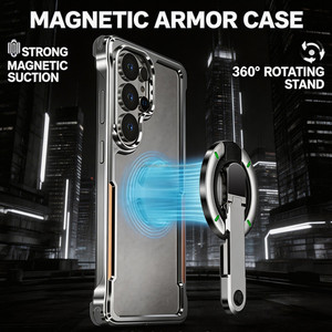 เกราะเมชาแบบหมุนได้สำหรับซัมซุงกาแล็คซี่ S26อัลตร้าสำหรับ iPhone 17 PRO MAX เคสโลหะพร้อมขาตั้งระบายความร้อนของผู้ชาย - Product Image 3