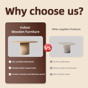 Table à manger ronde en chêne de style minimaliste moderne pour la maison, les restaurants de luxe, les grossistes en meubles, les meubles de patio pour villa - Product Image 3