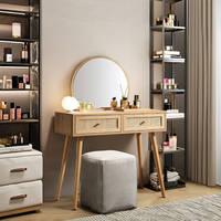 Coiffeuses modernes en bois massif avec tiroirs et miroir sur pied réglable pour chambre, salle de bain, salon, appartement